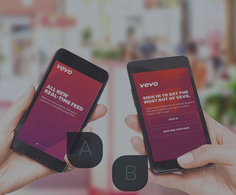 Six different mobile A/B experiments conducted by leading apps like Vevo, Netflix, and Glassdoor.
